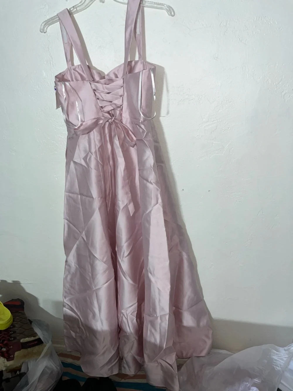 Alfred Sung Tie Back Ballet Pink Corset Gown Dress Long Formal Maxi Pastel 12 - Picture 8 of 16